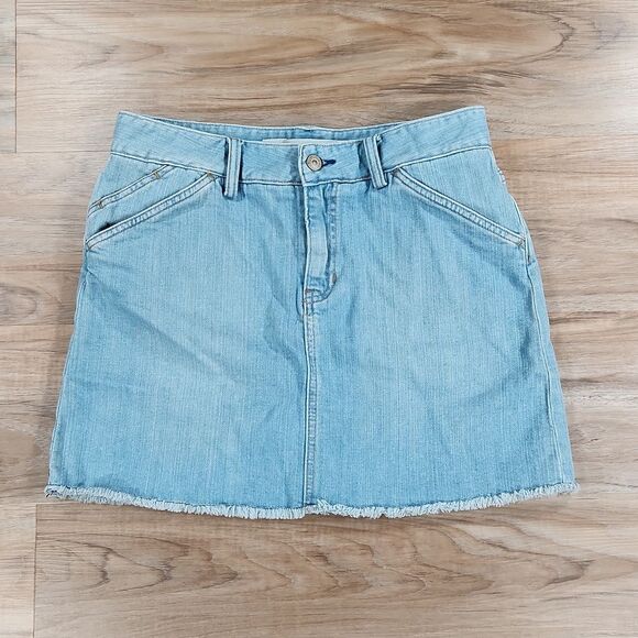 🐞Gap Blue Denim Raw Hemline Stretch Skirt Size 8 - Picture 1 of 11
